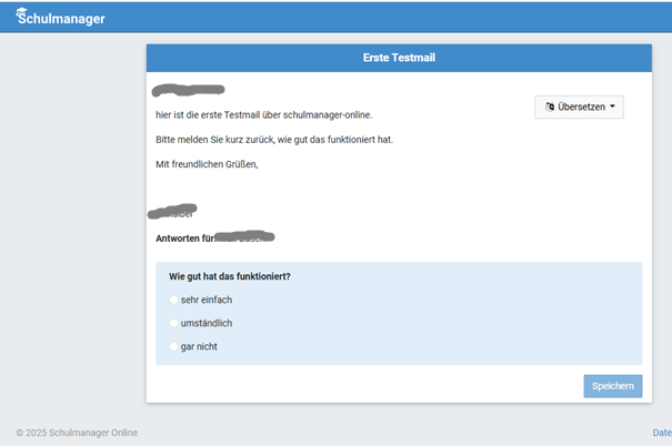 Elternbriefanzeige nach dem Klicken auf den Link