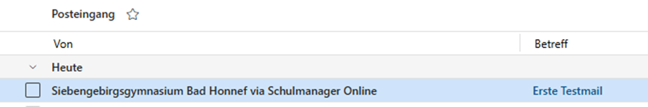 Mail in der Überischt (bei Outlook)
